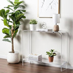 MyGift Clear Acrylic Console Table with Shelf, 2 Tier Entryway Table