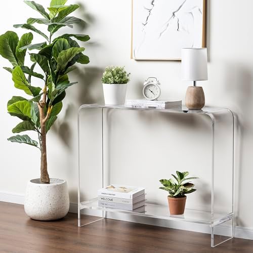 MyGift Clear Acrylic Console Table with Shelf, 2 Tier Entryway Table