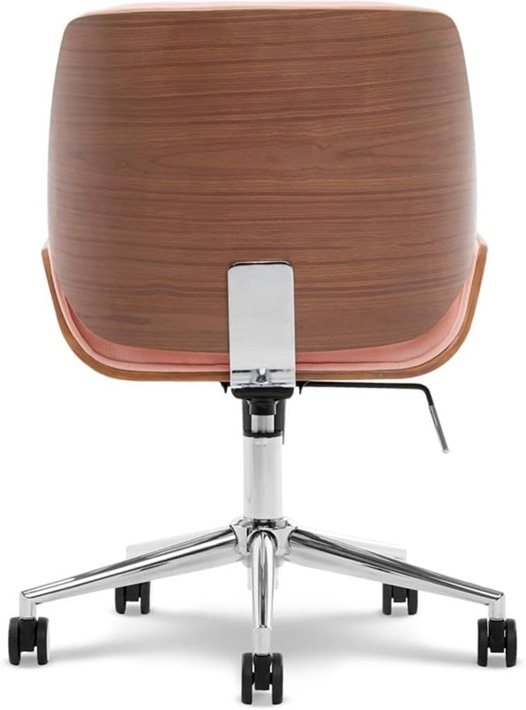 Elle Decor Ophelia Low-Back Task Modern Bentwood Home Office Armless Desk Chairs in Chrome Finish, French Pink 22.75D x 22W x 44H in