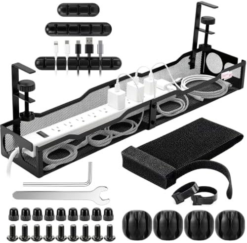 98 Pcs Under Desk Cable Management, 25" No Drill Cable Management