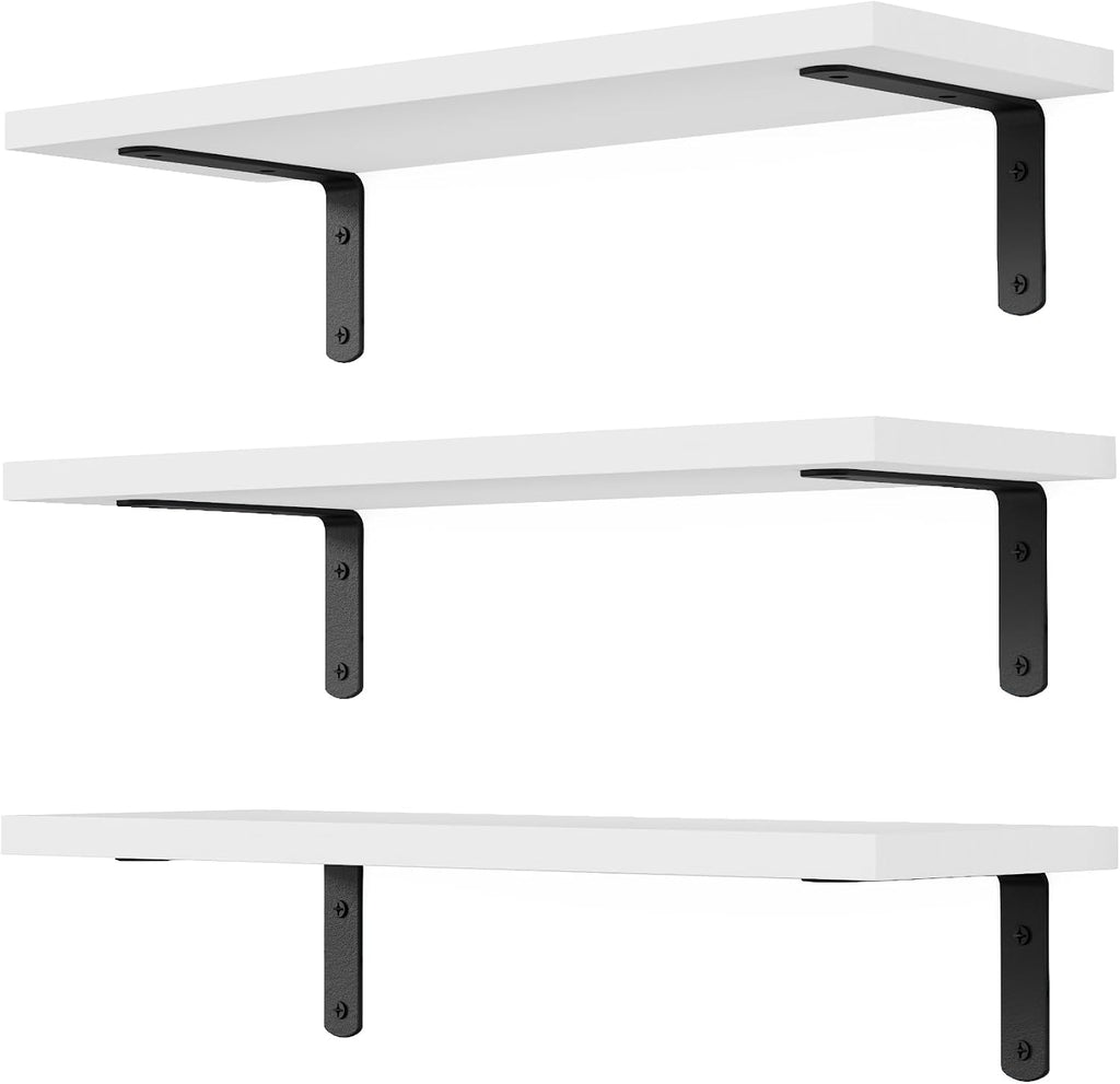 DOLLFIO Floating Wall Shelves, Decor & Storage, White, 16.5'', 3Pcs