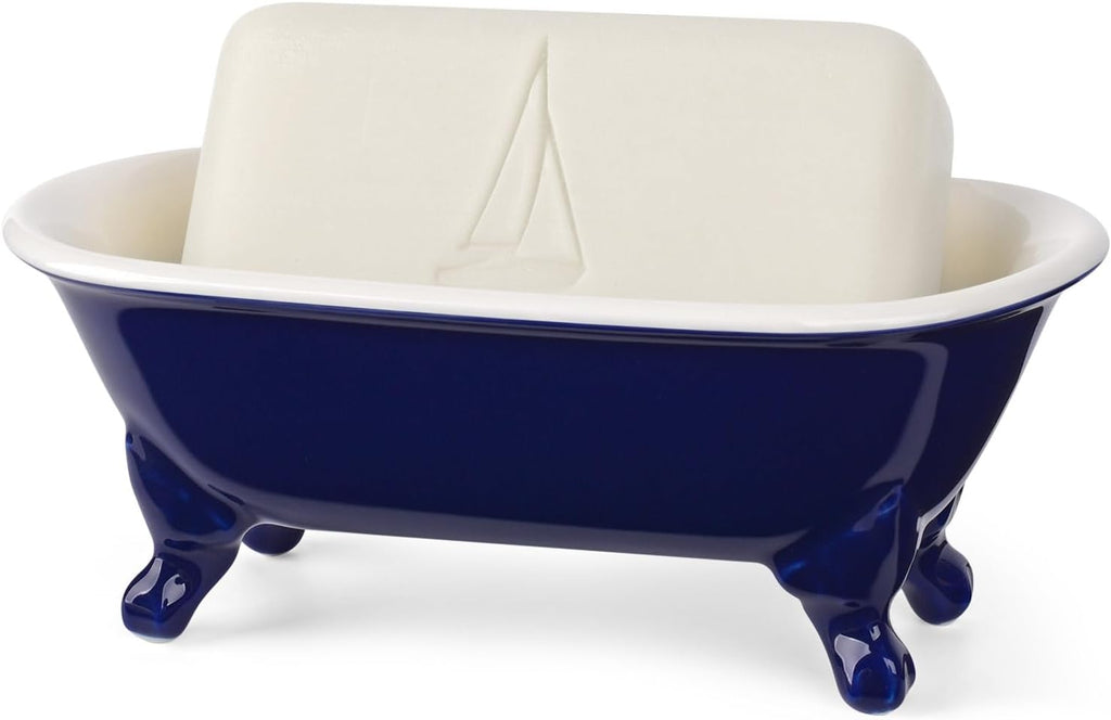 6.5" Mini Clawfoot Bathtub Soap Dish,Bar Soap Holder,Navy Blue