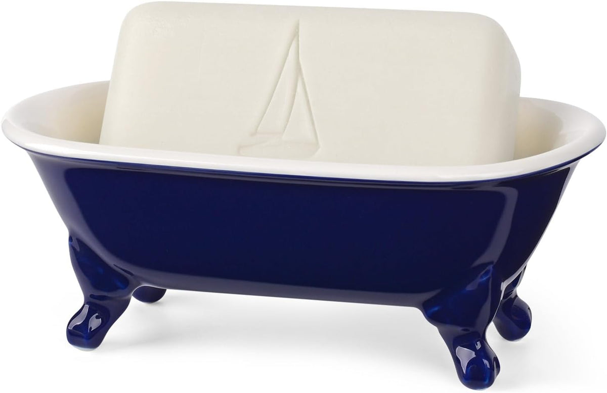 6.5" Mini Clawfoot Bathtub Soap Dish,Bar Soap Holder,Navy Blue