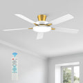 TALOYA 52 inch Ceiling Fans with Lights and Remote, Low Profile, White Gold