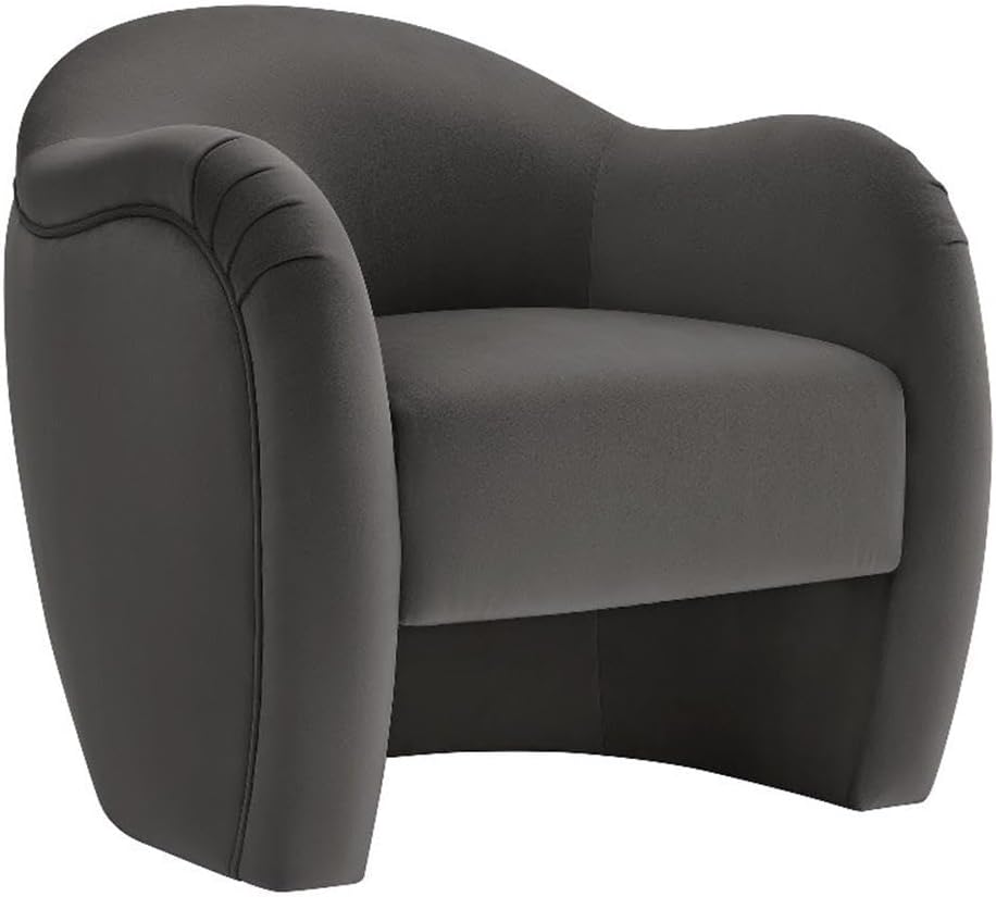 Modway Compose Barrel Chair with Performance Velvet Fabric in Storm Gray – Upholstered Accent Armchair with Curved Backrest – Cozy Lounge Chair for Reading – Round Comfy Single Sofa Club Chair