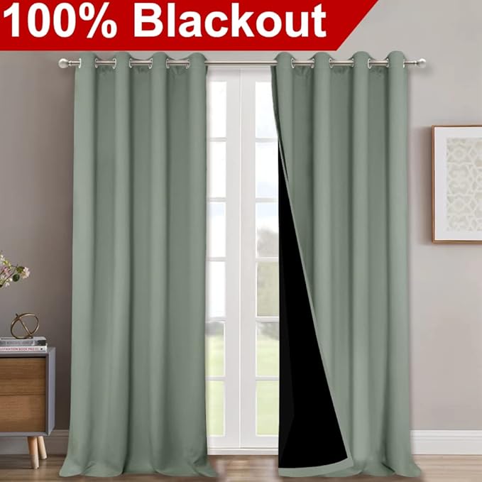 NICETOWN 100% Blackout Window Curtain Panels, Heat and Full Light Blocking - Image 6