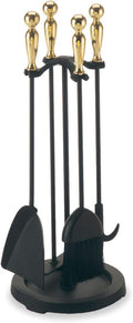 Pilgrim Home and Hearth Pigrim 5 Pc Wood Stove Tool Set Polished Brass Ball Handles