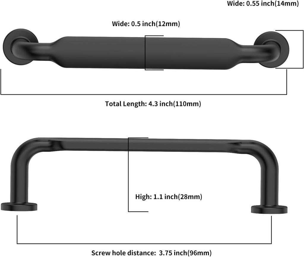 9BUILD 10 Pack Matte Black Cabinet Pulls 3.75 Inch Kitchen Cabinet Handles Cabinet Hardware Kitchen Handles for Cabinets Cupboard Handles Black Dresser Pulls Drawer Handle