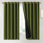 NICETOWN 100% Blackout Lined Curtains, Olive Green, 1 Pair, 2 Thick Layers by NICETOWN