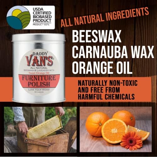 Daddy Van's All Natural Beeswax & Lavender with Sweet Orange Oil Furniture Polish - 32 Ounce Economy Size
