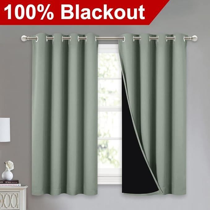 NICETOWN 100% Blackout Curtains 54 inches Long, Double-Deck Completely Blackout - Image 2