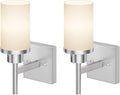Bathroom Light Fixtures Brushed Nickel Vanity Lights with White Frosted Glass Shade, Wall Lamp for Mirror Kitchen Bedroom Porch, 2 Pack T001BR-L1-P2