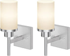 Bathroom Light Fixtures Brushed Nickel Vanity Lights with White Frosted Glass Shade, Wall Lamp for Mirror Kitchen Bedroom Porch, 2 Pack T001BR-L1-P2
