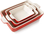 Sweejar Ceramic Bakeware Set, Rectangular Baking Dish for Oven Lasagna Pans for Cooking, Kitchen, Cake Dinner, Banquet and Daily Use, 11.8 x 7.8 x 2.76 Inches of Casserole Dishes (Black)