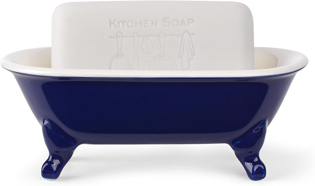 6.5" Mini Clawfoot Bathtub Soap Dish,Bar Soap Holder,Navy Blue