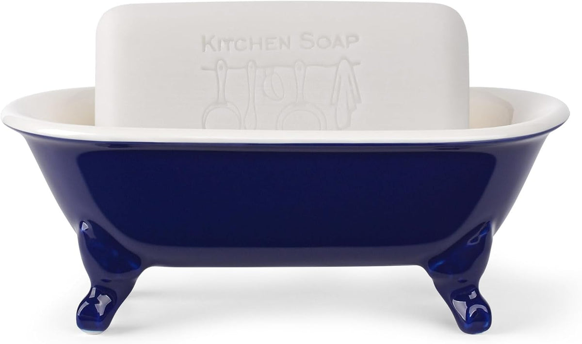 6.5" Mini Clawfoot Bathtub Soap Dish,Bar Soap Holder,Navy Blue