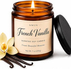 French Vanilla Scented Soy Candle, 7 oz Amber Glass Jar, Warm Vanilla Fragrance for Home, Relaxation & Gifting