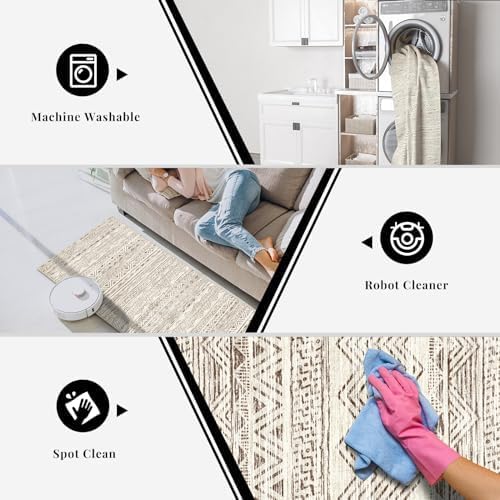 3x18 Washable Kitchen Runner Rug: Modern Moroccan Runners - Image 4