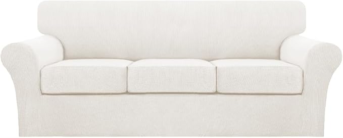 Turquoize 4 Piece Sofa Covers for 3 Cushion Couch Sofa Slipcover Soft Couch by Turquoize