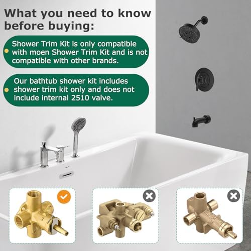 T2903EPBL Shower Trim Kit Matte Black with Handle, Head & Spout
