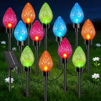 Solar Christmas Pathway Lights with 12 Multicolor Strawberry Shaped Bulbs