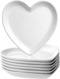 Suclain 12 Pcs Heart Shaped Plates Ceramic Plates 7.4 Inch Heart Dish Porcelain Cute Dishe for Dessert Appetizer Steak Snacks Daily Home Kitchen Party Gift(White)