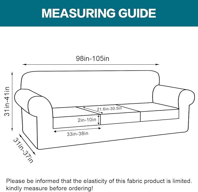 Turquoize 4 Piece Sofa Covers for 3 Cushion Couch Sofa Slipcover Soft Couch - Image 2