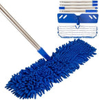 Microfiber Dust Mop for Floor Cleaning - Dual-Sided Washable Pads, Adjustable Stainless Steel Handle (30.7"-56.7") - Wet/Dry Use for Hardwood, Laminate, Tile, Marble Floors with Spin Mop Heads