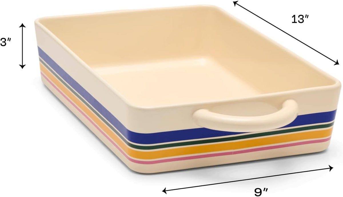 Great Jones 9"x13" Ceramic Casserole Dish, Oven-Safe to 500°F (Striped)