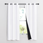 NICETOWN Pure White 100% Blackout Lined Curtains, 1 Pair, 2 Thick Layers Narrow - Image 2