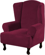 H.VERSAILTEX Wingback Chair Covers Velvet Plush Wing Chair Slipcover 1 Piece by HVERSAILTEX