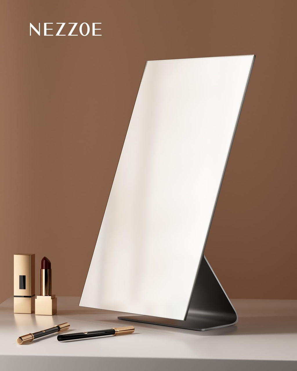 NEZZOE Rectangular Free-Standing Frameless Makeup Mirror, 12" x 7"