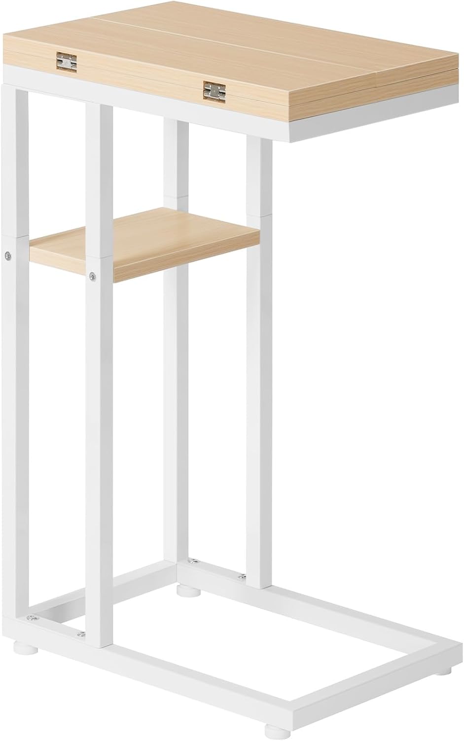HOOBRO Foldable C Shaped End Table, C Shaped Side Table with Storage Shelf