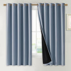 NICETOWN 100% Blackout Lined Curtains, Vintage Blue, 1 Pair, 2 Thick Layers by NICETOWN
