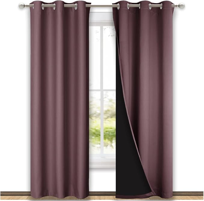 NICETOWN Dry Rose Blackout Curtains 80 inches Long, Full Light Blocking Drapes by NICETOWN