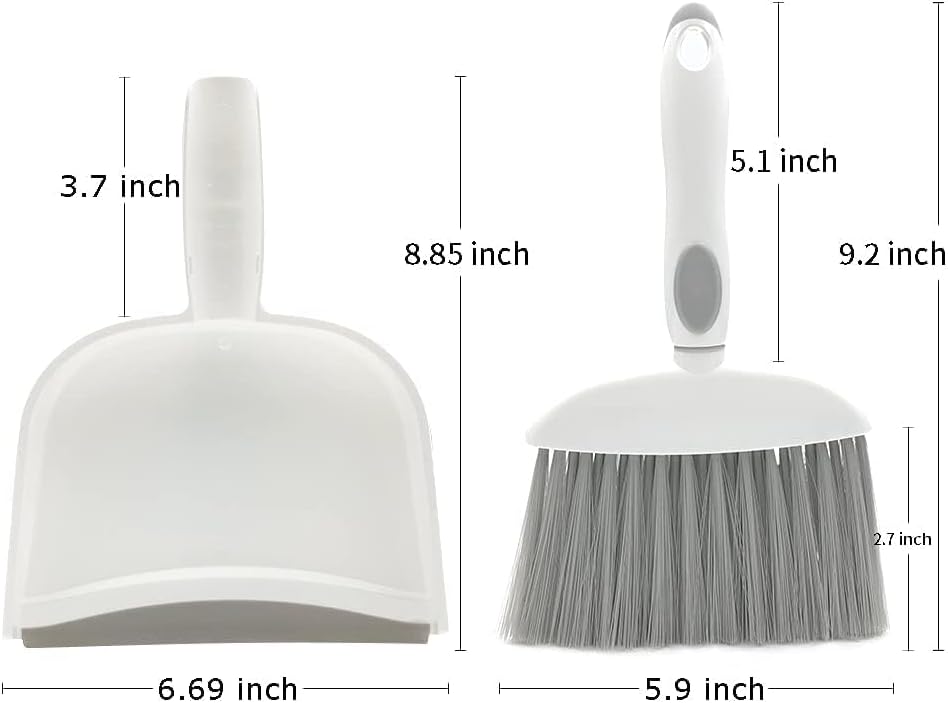 Dust pan Mini Dustpan and Brush Set, Small Broom, Hand Broom, Gray, 2-Pack