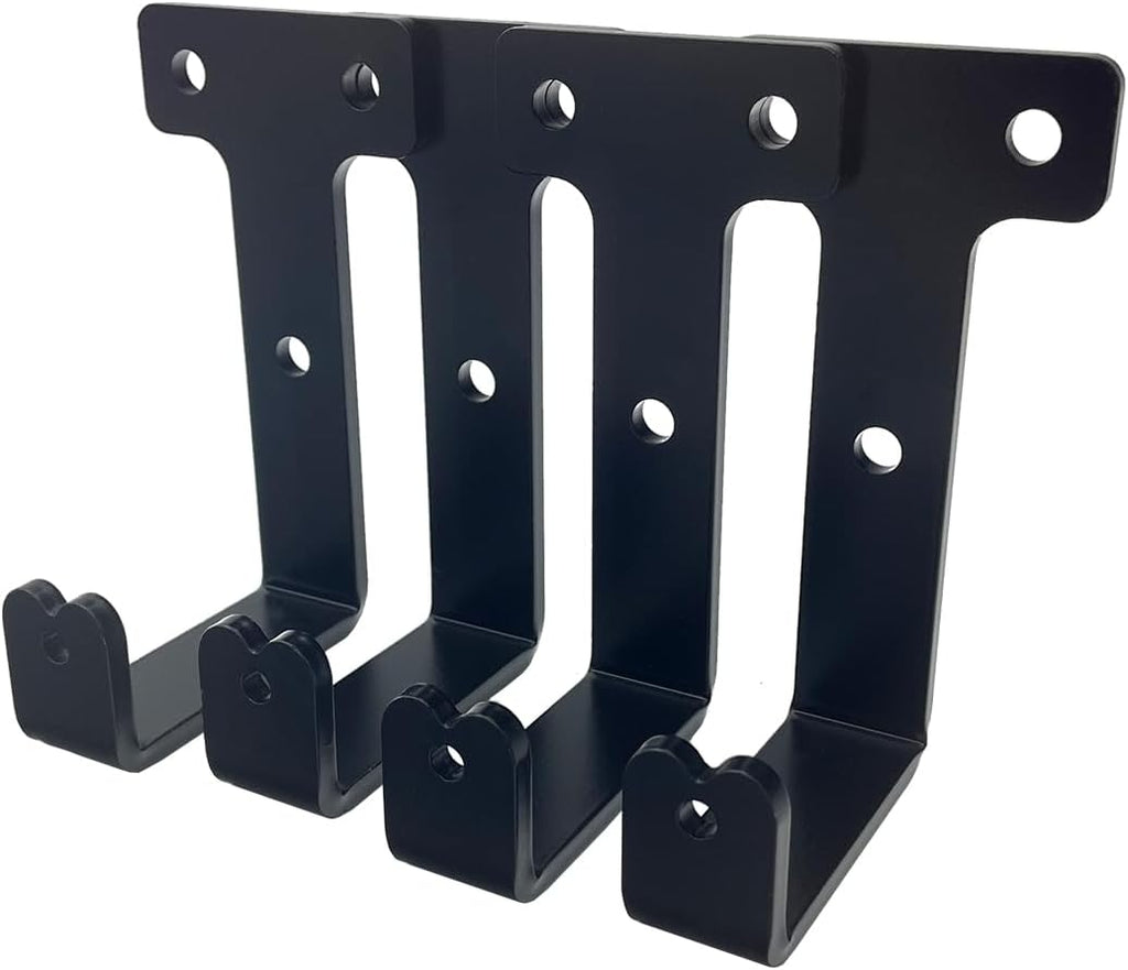 4 PCS black heavy duty metal flat j hooks for hanging 260 lbs,wall mount hooks,plant hanger large steel utility masonry industrial hook for Hanging Garage Storage Home Office Gym Sports Equipment(L)