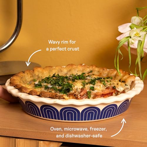 Great Jones 10 inch Baking Ceramic Pie Dish (Blueberry) - Oven Safe 500°F