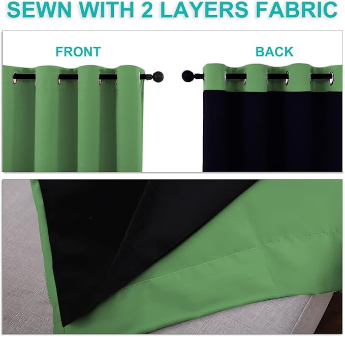 NICETOWN Forest Green Full Shade Curtain Panels, Pair of Thermal Insulated & - Image 5