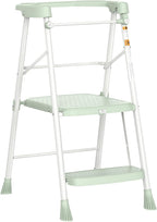 HBTower Kids 2 Steps Step Stool, Foldable Toddler Tower with Safety Railing