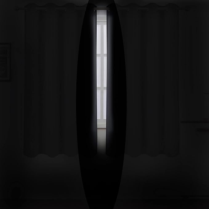 LEMOMO Black Thermal Blackout Curtains/52 x 72 Inch/Set of 2 Panels Room - Image 3