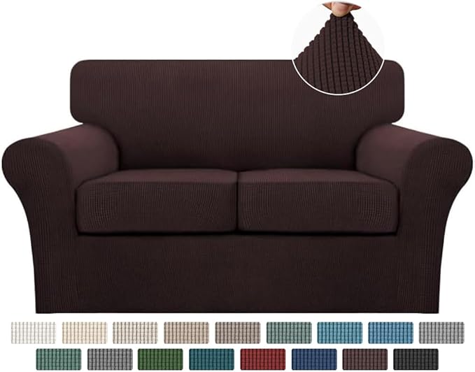 Turquoize 3 Piece Sofa Covers for 2 Cushion Couch Sofa Slipcover Soft Couch by Turquoize