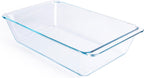 Deep Clear Glass Baking Dish, Rectangular Tempered Glass Baking Pan, The Largest casserole dish. -5.4 Liter