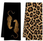 Trendy Leopard Print Kitchen Towels, Leopard Print Gifts for Women Dish Tea Towels, Maximalist Cheetah Decorative Hand Towel for Bathroom, 16x24 Inch Set of 2
