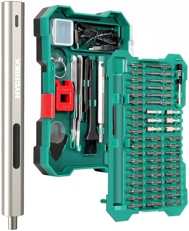 HYCHIKA Precision Screwdriver Set, Mini Electric Screwdriver 67-in-1 with 52 Magnetic Bits, 3 Torque Settings, LED Light & Rechargeable Repair Tool Kit for Computer Phone Camera