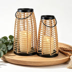 Rattan Boho Decorative Lanterns Outdoor Indoor Patio & Porch Table Decor
