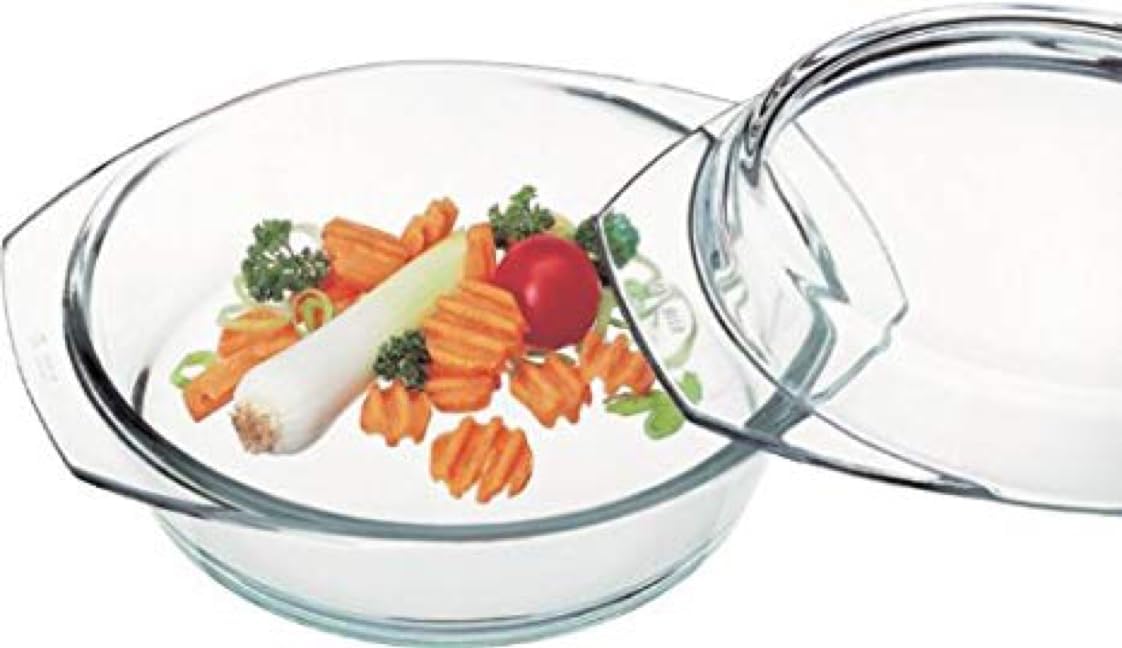 Simax Casserole Dish With Lid, 24 Ounce Round Glass Cookware, Oven and Microwave Safe Borosilicate Glass, Made In Europe 0.75 Qt