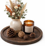 DomeStar 12 Inch Brown Solid Wood Rustic Farmhouse Tray