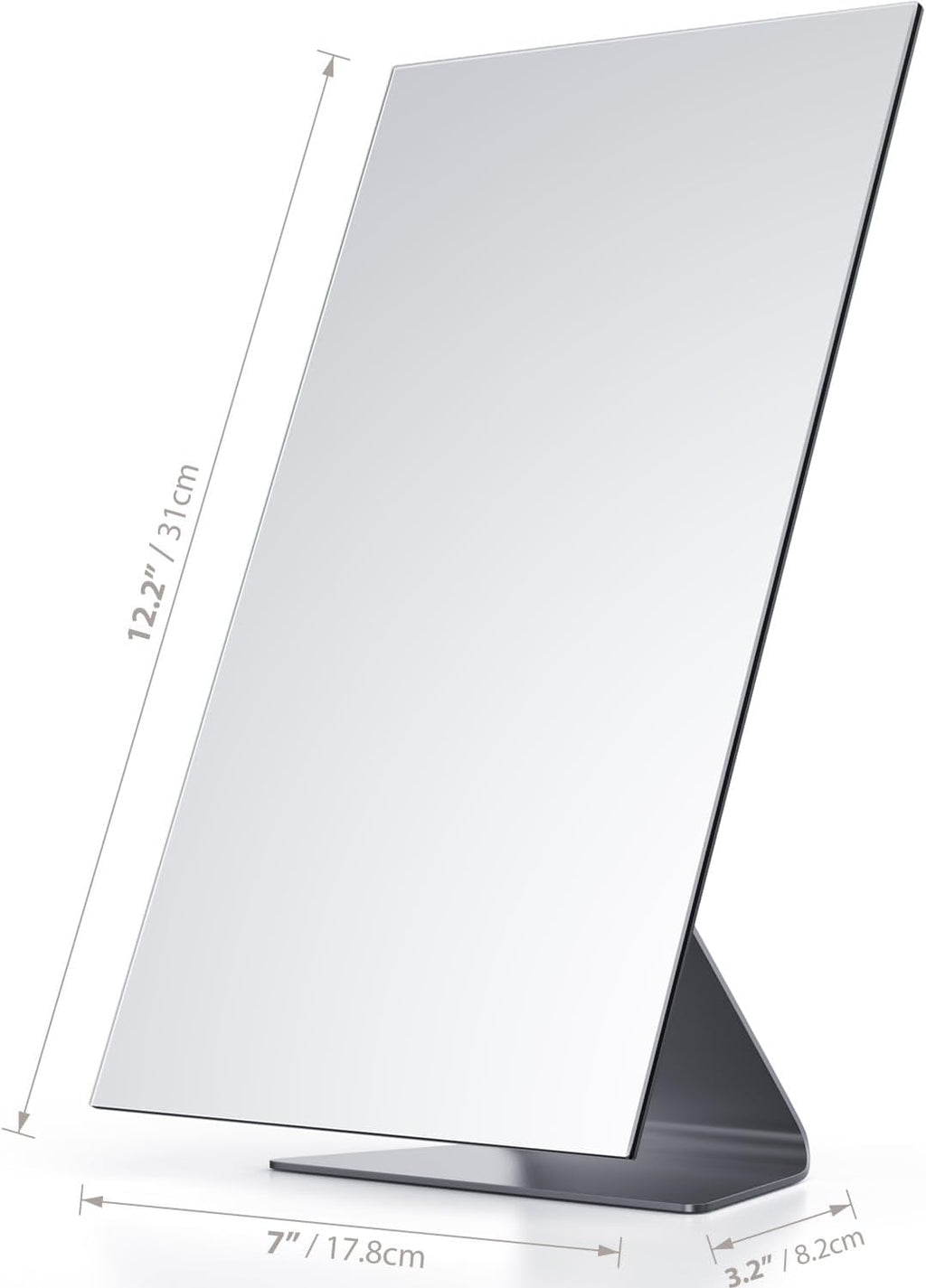 NEZZOE Rectangular Free-Standing Frameless Makeup Mirror, 12" x 7"