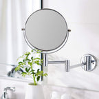 Amazon Basics Wall Mount Round Vanity Mirror with 360° Rotation, Double Sided, 1X/5X Magnification, Adjustable, 12.8"L x 10"W, Chrome